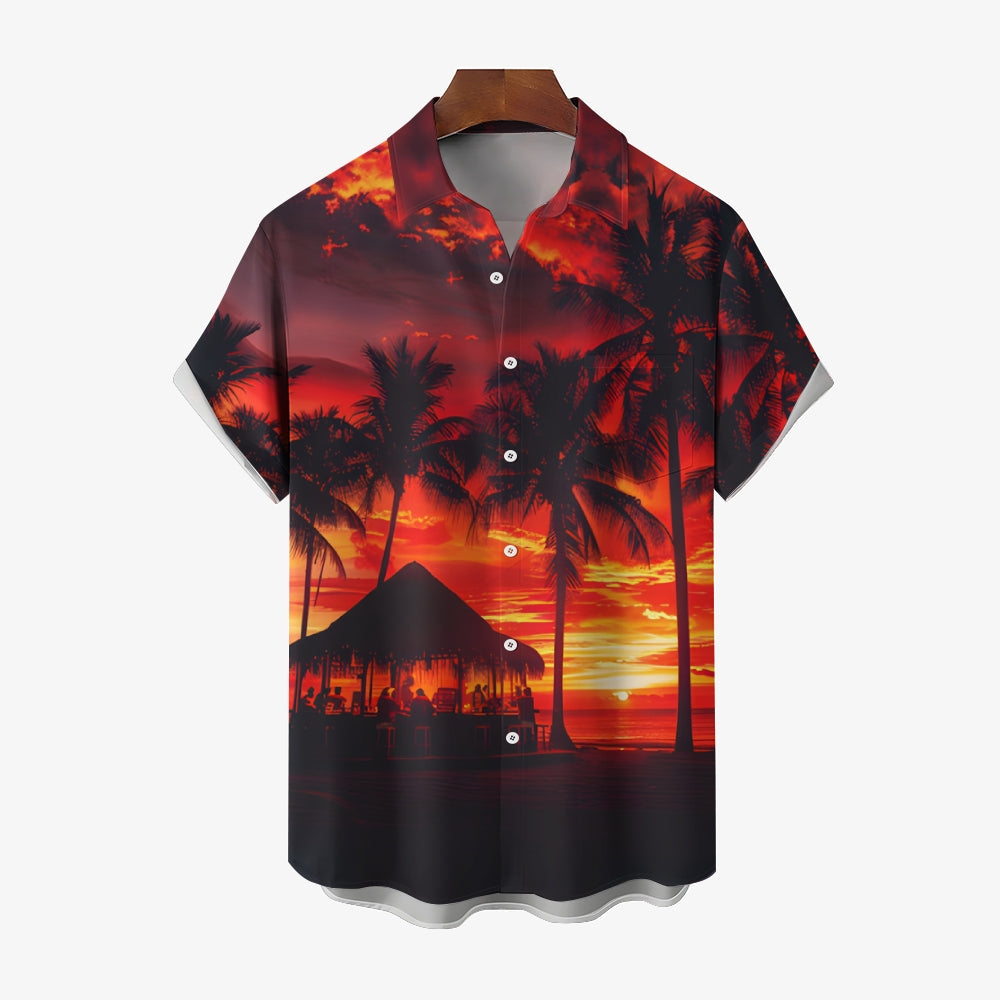 Beach Sunset Print Hawaiian Shirt: Embrace the Aloha Spirit in Style!