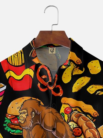 Bigfoot Holds Pizza Hawaiian Shirt - a playful addition to your Hawaiian Outfit style!