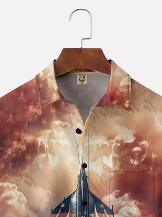 Airplane Independence Day Hawaiian Shirt with Moisture-Wicking Technology