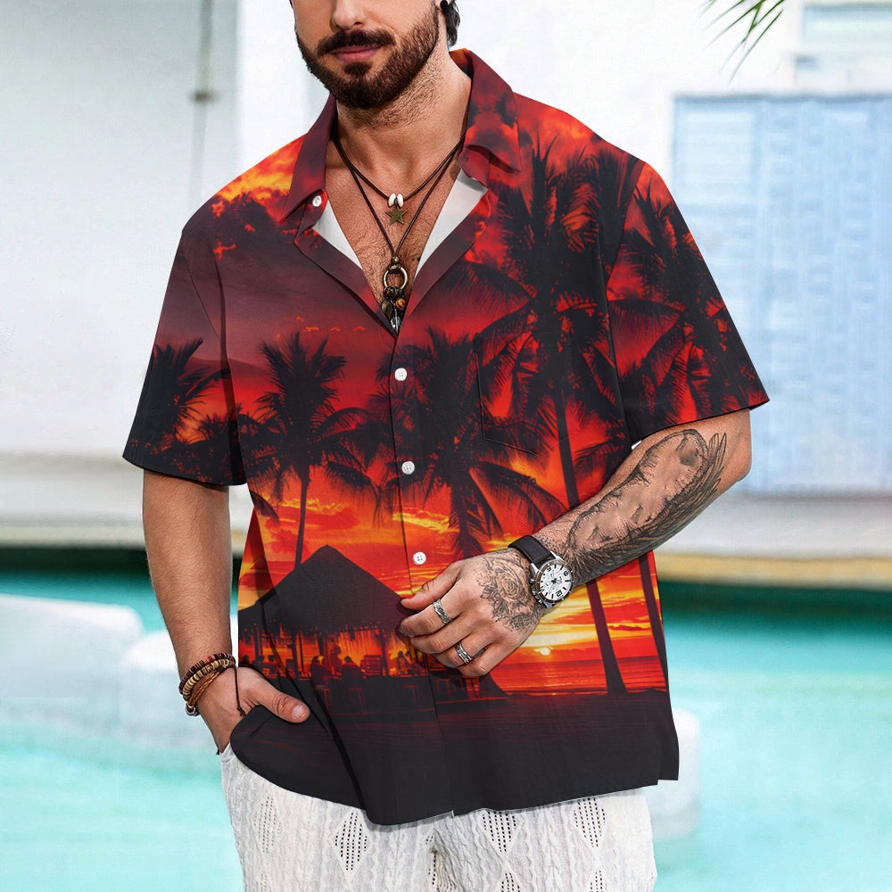 Beach Sunset Print Hawaiian Shirt: Embrace the Aloha Spirit in Style!