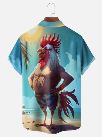 Beach-Ready in the Moisture-Wicking Chicken Hawaiian Shirt