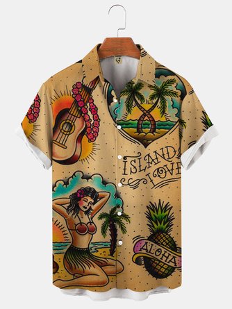 Beach Print Hawaiian Shirt for Casual Style