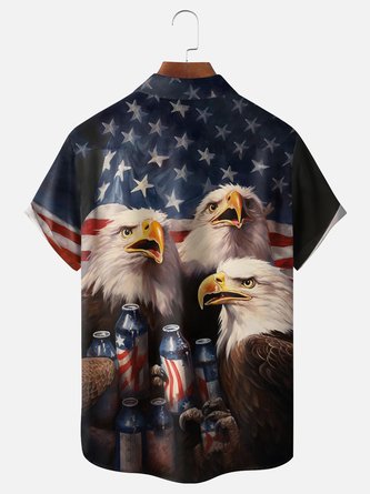 Bald Eagle Party Chest Pocket Hawaiian Shirt