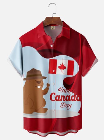 Abstract Geometric Squirrel Hawaiian Shirt with Canadian Maple Leaf Design