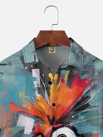 Abstract Rooster Chest Pocket Hawaiian Shirt