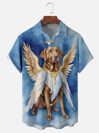 Angel Golden Retriever Moisture-Wicking Hawaiian Shirt