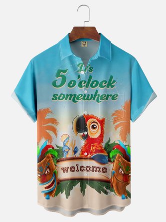 5 O&#39;Clock Somewhere Moisture-Wicking Hawaiian Shirt for Men