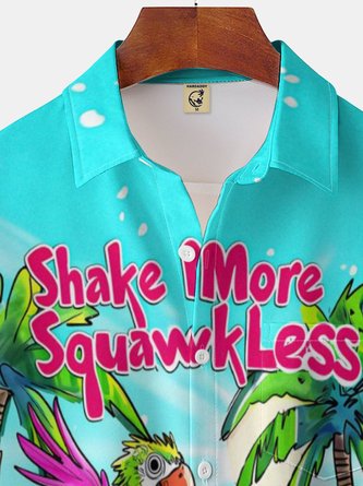 Beach-Ready Parrot Print Hawaiian Shirt with Moisture-Wicking Fabric