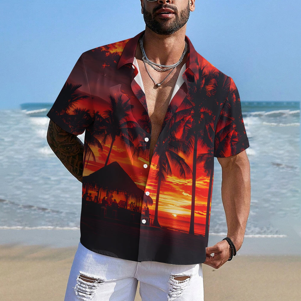 Beach Sunset Print Hawaiian Shirt: Embrace the Aloha Spirit in Style!