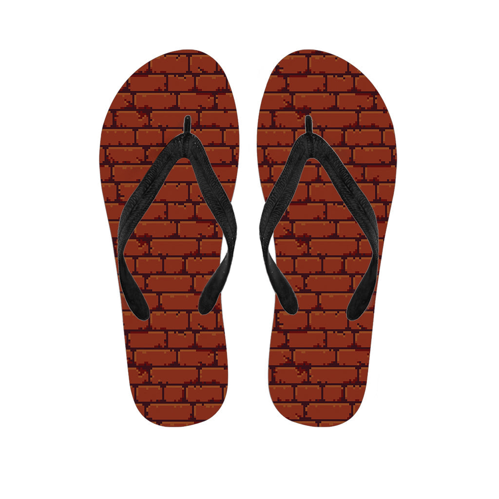 8-Bit Pixel Brick Wall Print Hawaiian Flip Flops: Step into Style - 1