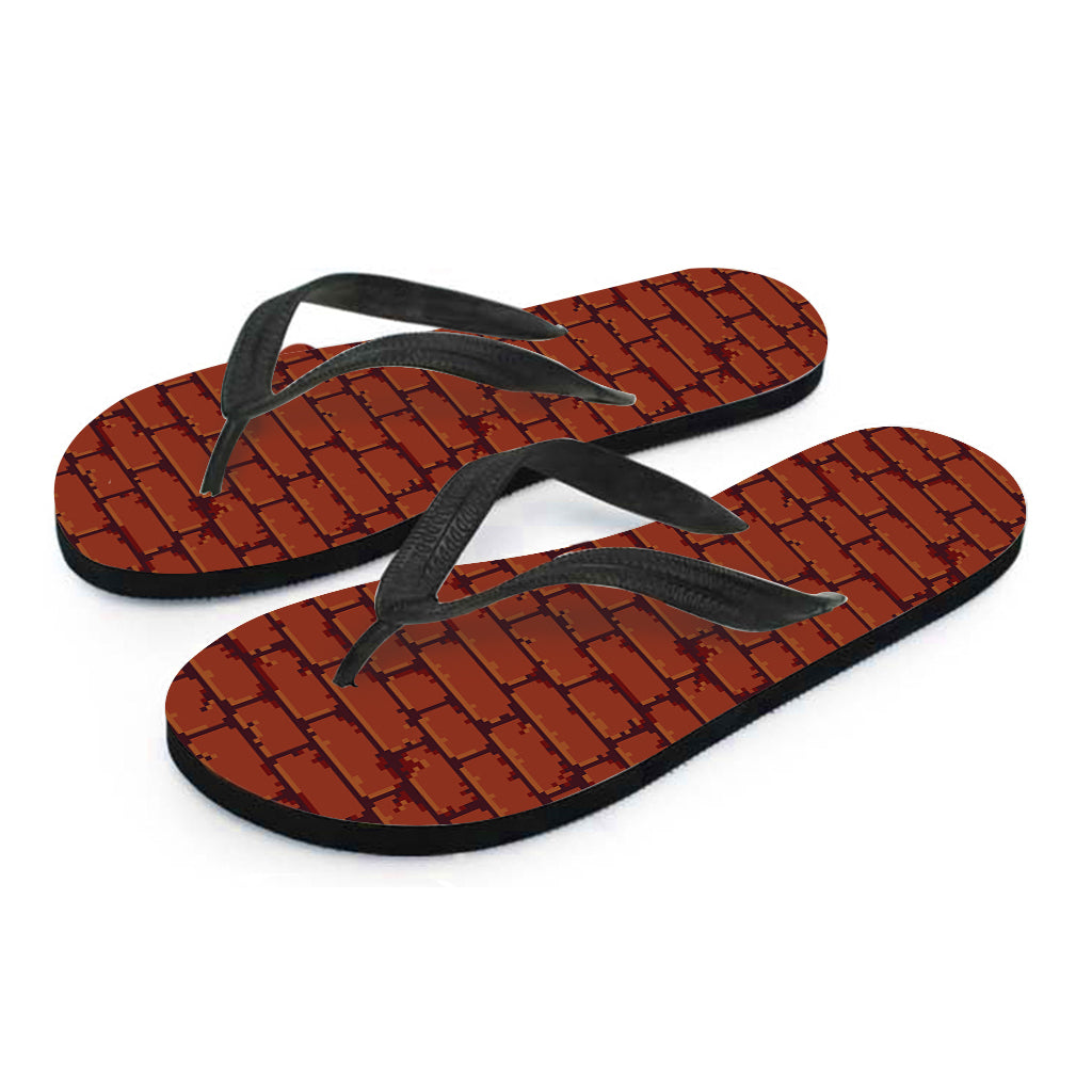 8-Bit Pixel Brick Wall Print Hawaiian Flip Flops: Step into Style - 2