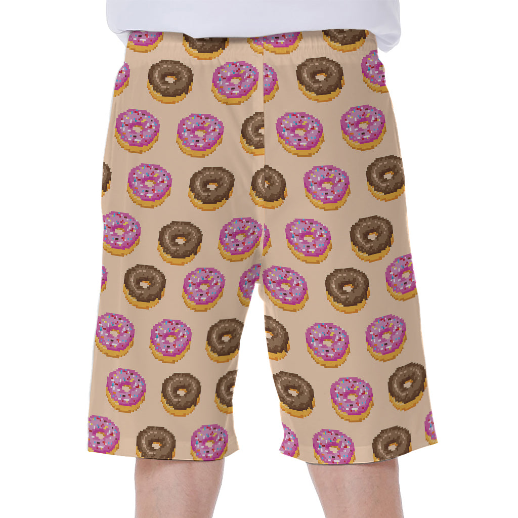 8-Bit Pixel Donut Hawaiian Men&#39;s Beach Shorts - A Sweet and Stylish Choice for the Beach! - 2