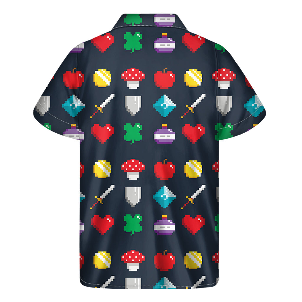 8-Bit Pixel Game Items Hawaiian Short Sleeve Shirt - 2