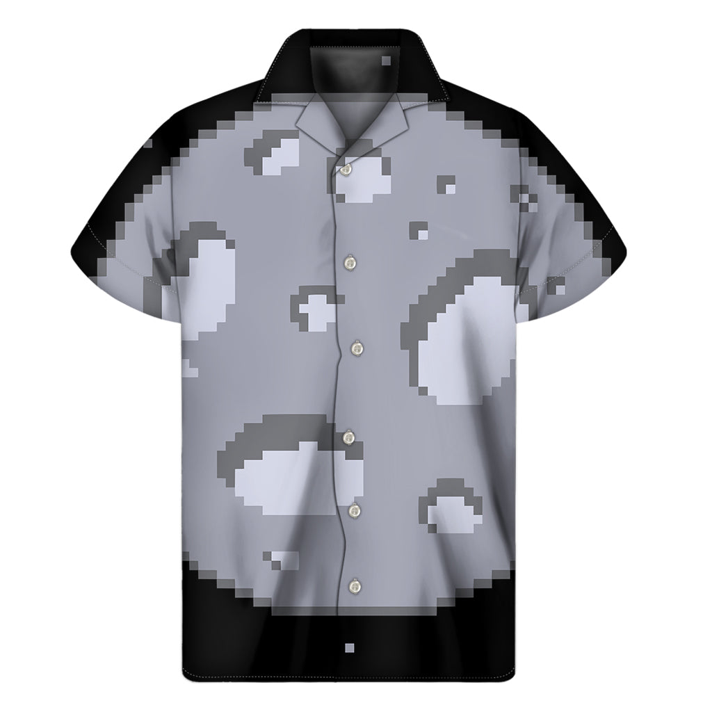 8-Bit Pixel Hawaiian Moon Print Short Sleeve Shirt - 1