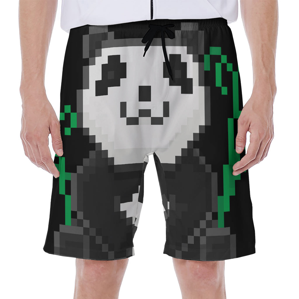 8-Bit Pixel Panda Print Hawaiian Men's Beach Shorts - 1