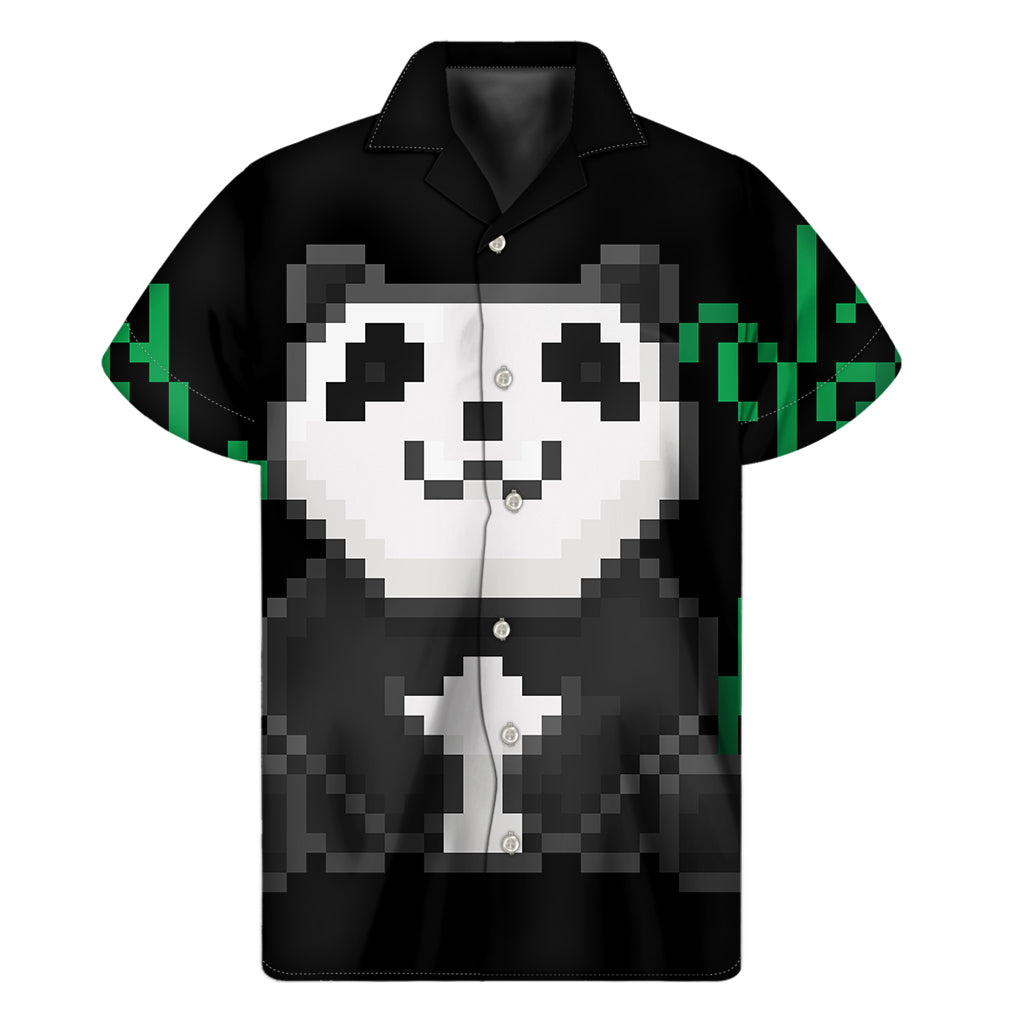 8-Bit Panda Print Hawaiian Short Sleeve Shirt - 1