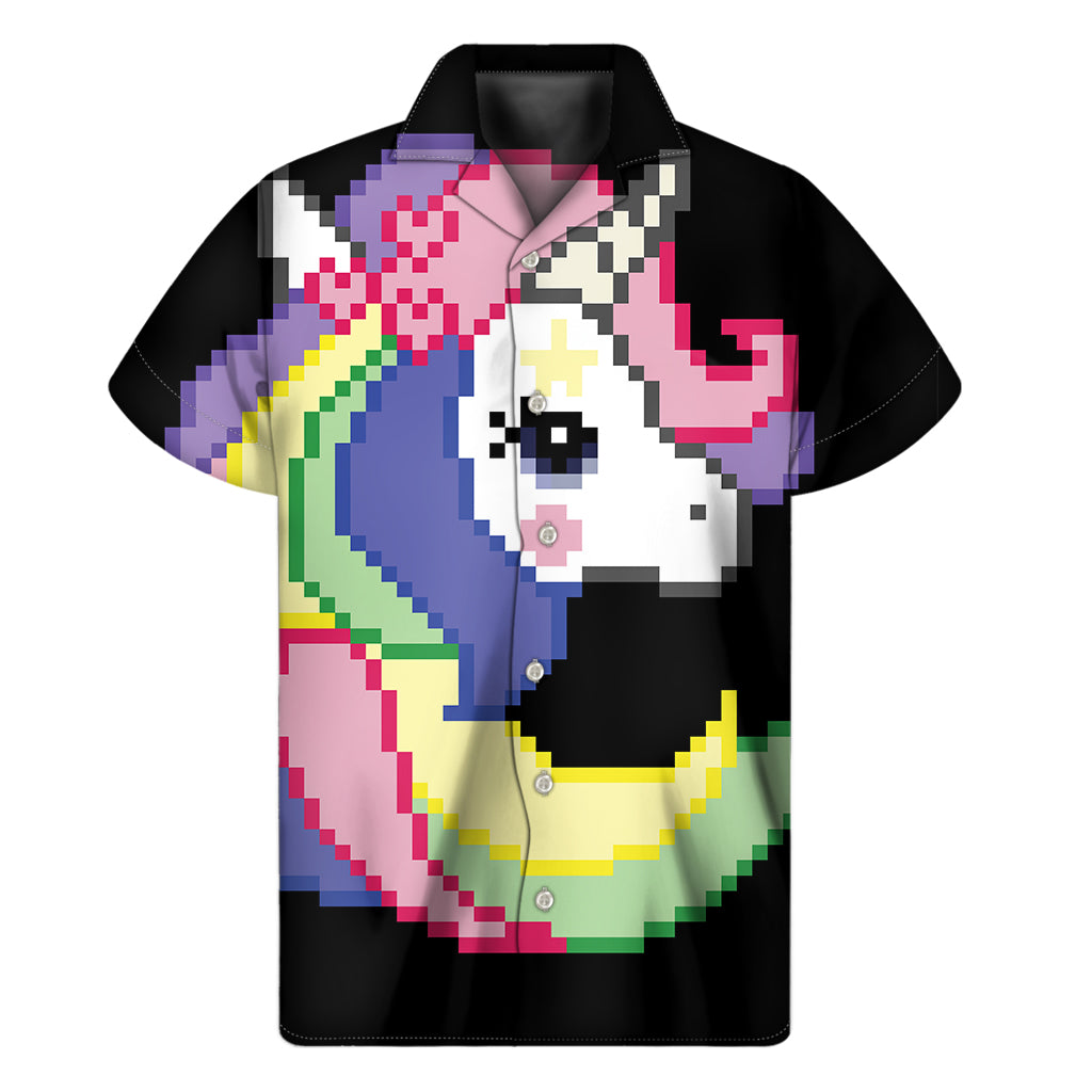 8-Bit Pixel Unicorn Hawaiian Short Sleeve Shirt - 1