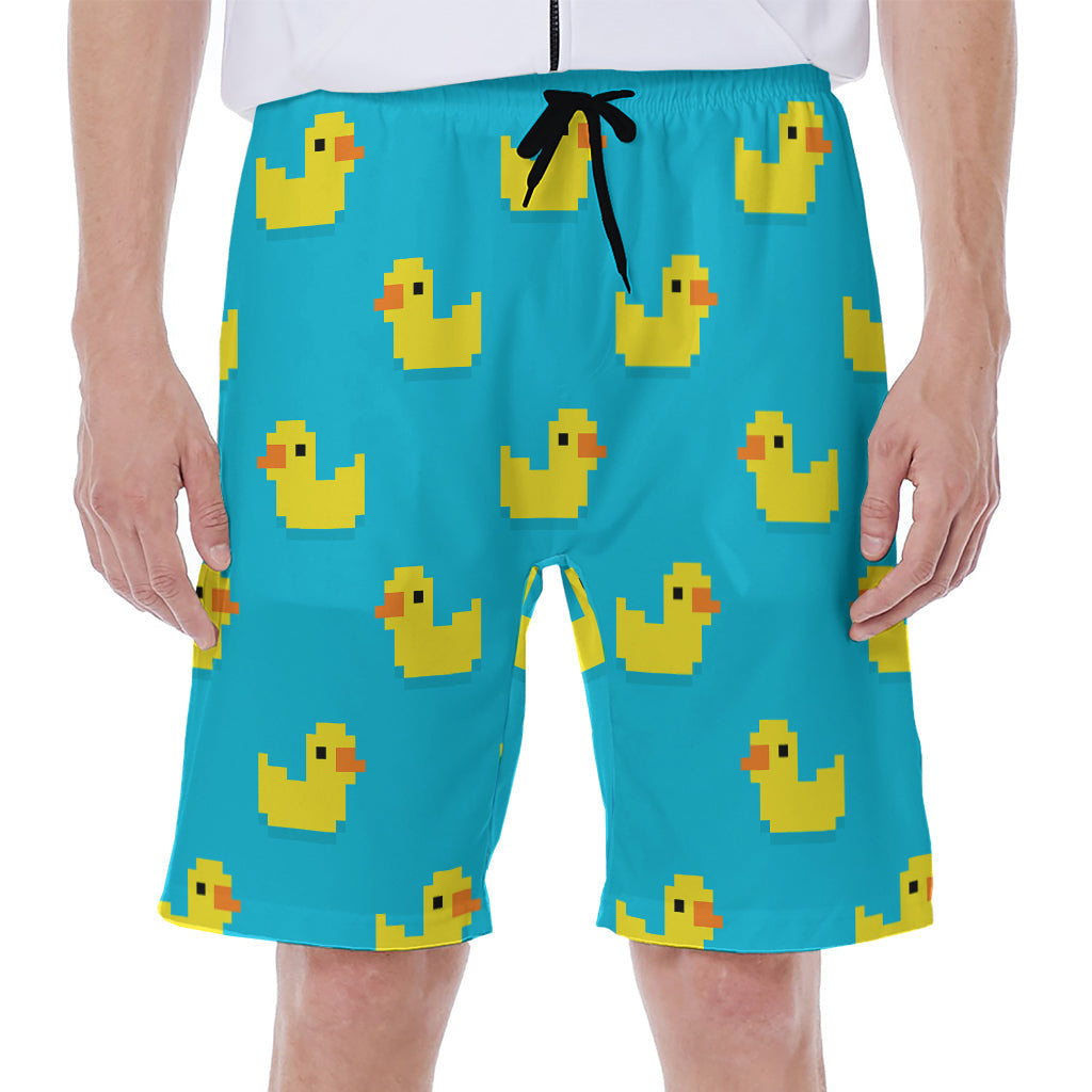 8-Bit Rubber Duck Pattern Hawaiian Men's Beach Shorts - 1