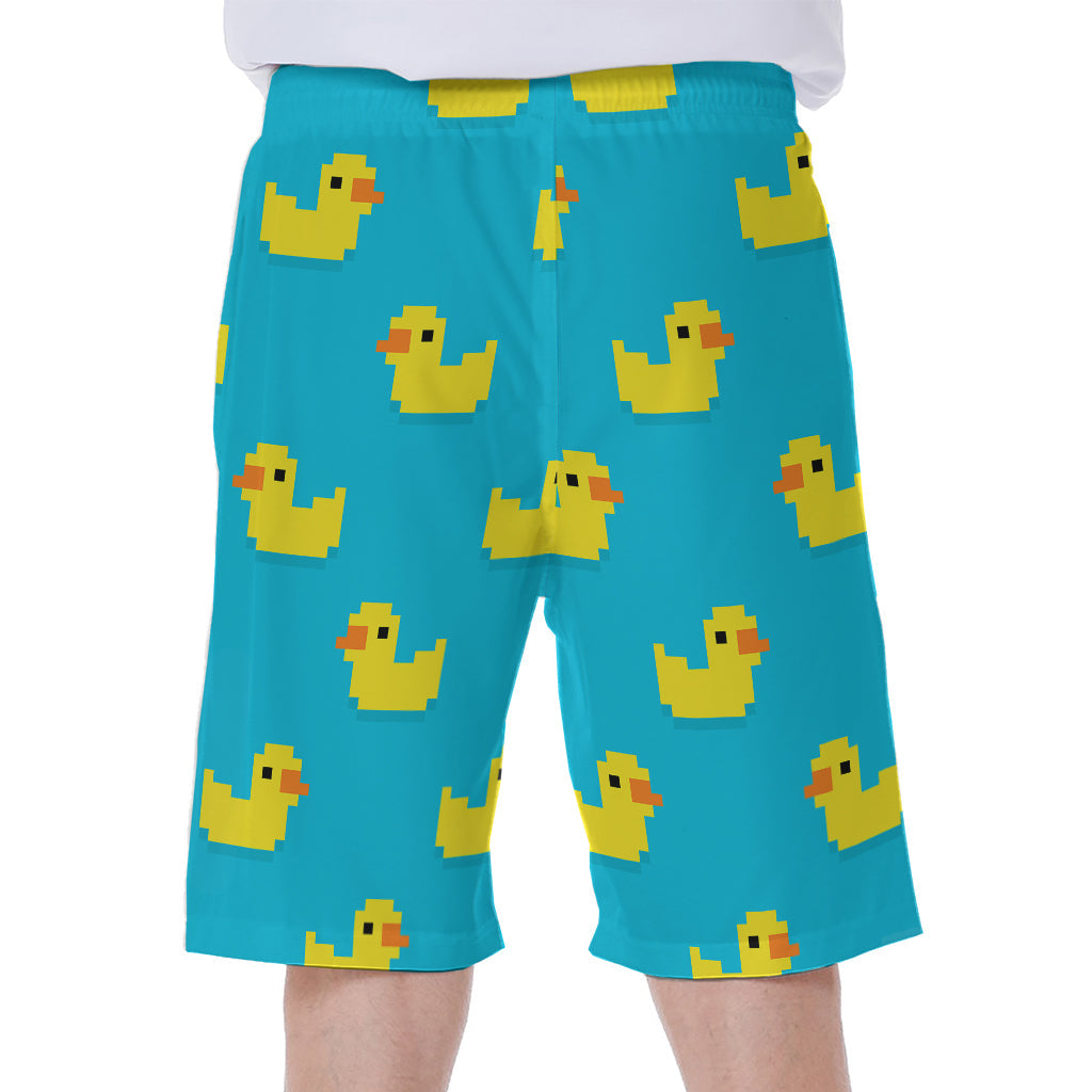 8-Bit Rubber Duck Pattern Hawaiian Men's Beach Shorts - 1