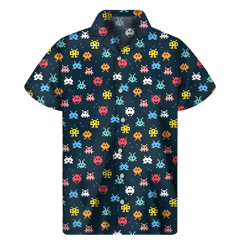 8-Bit Video Game Monsters Hawaiian Short Sleeve Shirt - 1