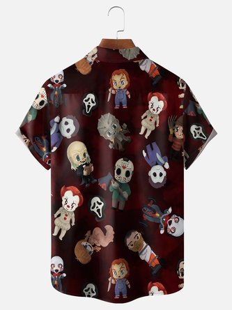 Beach Ready: Moisture-Wicking Halloween Cartoon Characters Hawaiian Shirt