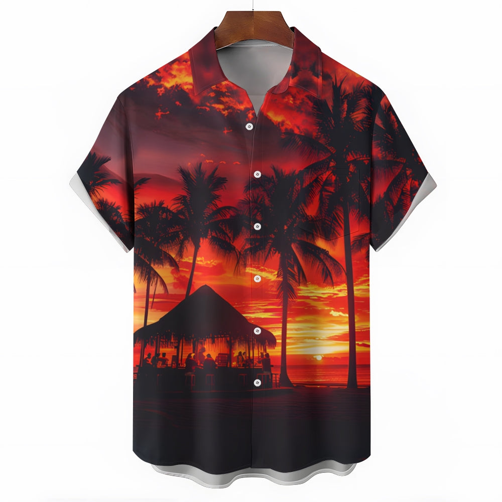 Beach Sunset Print Hawaiian Shirt: Embrace the Aloha Spirit in Style!