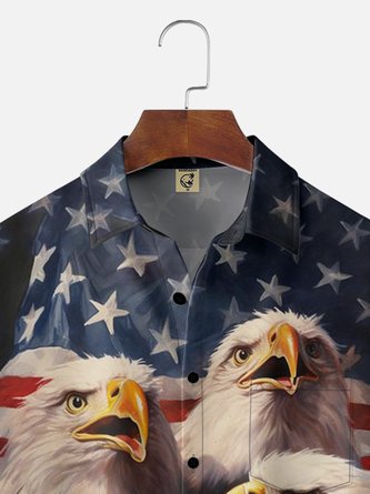 Bald Eagle Party Chest Pocket Hawaiian Shirt