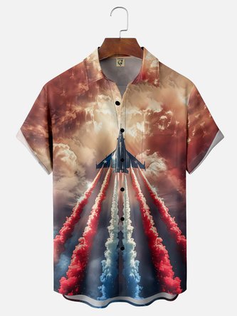 Airplane Independence Day Hawaiian Shirt with Moisture-Wicking Technology