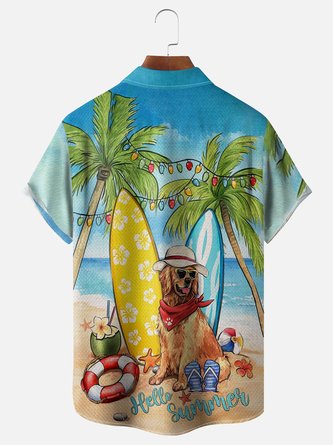 Beach Golden Retriever Hawaiian Shirt