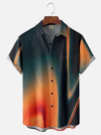 Art of Light and Shadow: Moisture-Wicking Hawaiian Shirt with Chest Pocket