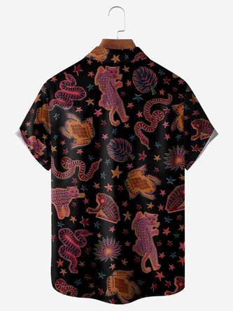 Animals Galore Chest Pocket Short Sleeve Hawaiian Shirt