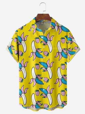 Banana Strawberry Chest Pocket Hawaiian Shirt