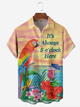 5 o&#39;clock Aloha: Parrot Chest Pocket Hawaiian Shirt