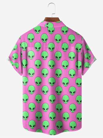 Alien Adventure: Short Sleeve Hawaiian Shirt with Chest Pocket