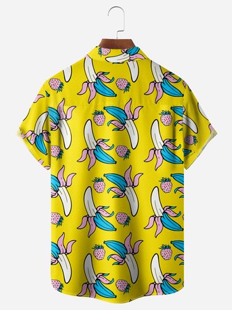 Banana Strawberry Chest Pocket Hawaiian Shirt