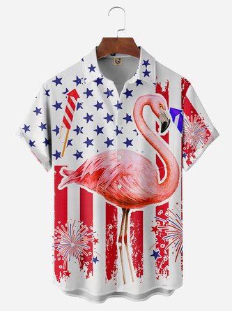 American Flag Flamingo Hawaiian Shirt