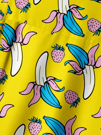 Banana Strawberry Chest Pocket Hawaiian Shirt