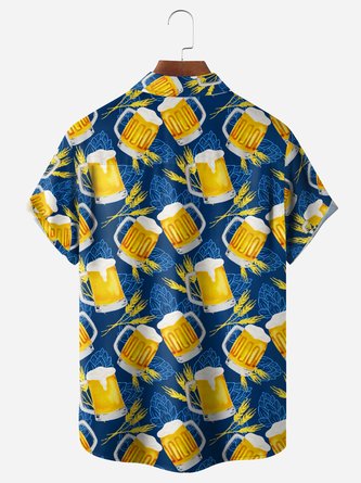 Beer Buddy Hawaiian Shirt with Chest Pocket for Short Sleeves