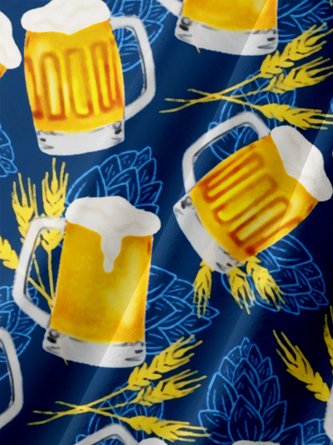 Beer Buddy Hawaiian Shirt with Chest Pocket for Short Sleeves