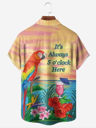 5 o&#39;clock Aloha: Parrot Chest Pocket Hawaiian Shirt