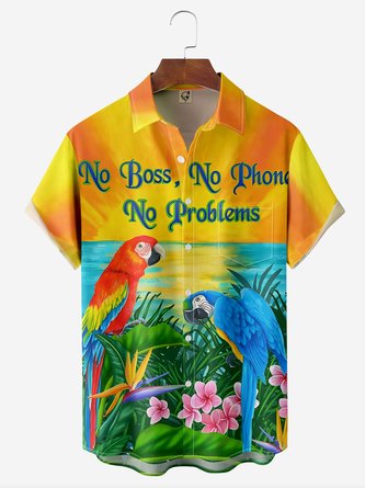 Beach Vibes: The Parrot Chest Pocket Hawaiian Shirt