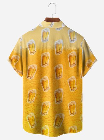 Beer Chest Pocket Short Sleeve Hawaiian Shirt