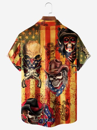 American Flag Skull Hawaiian Shirt