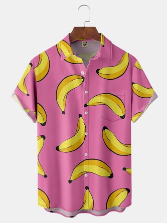 Banana Breeze: A Short-Sleeve Hawaiian Shirt with Chest Pocket