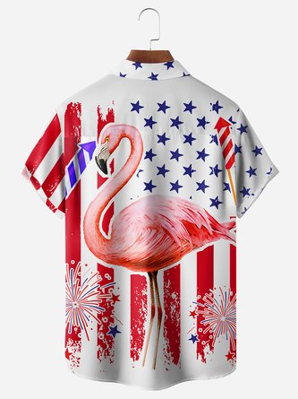 American Flag Flamingo Hawaiian Shirt