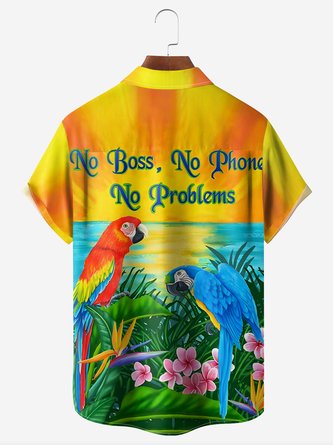 Beach Vibes: The Parrot Chest Pocket Hawaiian Shirt