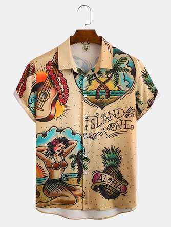 Beach Print Hawaiian Shirt for Casual Style