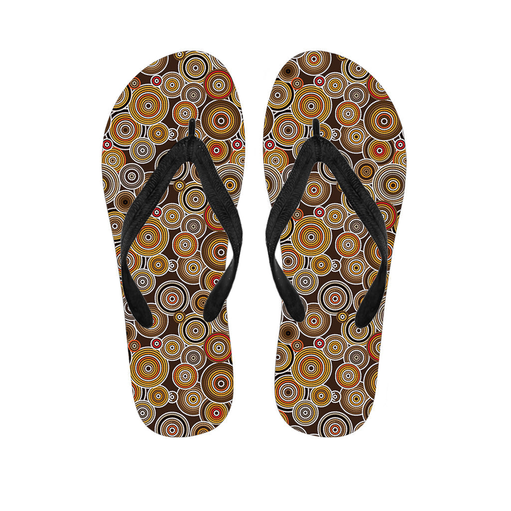 Authentic Hawaiian Style: Aboriginal Art Dot Pattern Print Flip Flops - 1