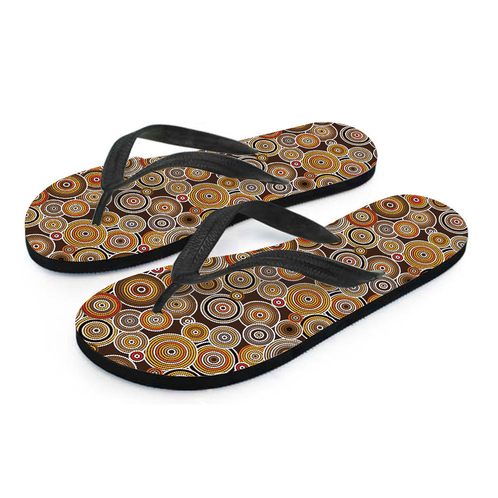 Authentic Hawaiian Style: Aboriginal Art Dot Pattern Print Flip Flops - 1