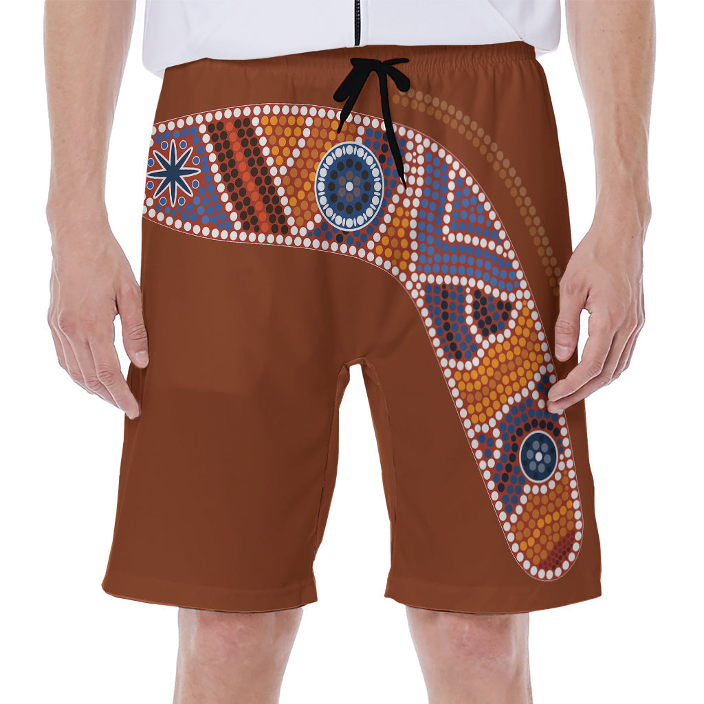 Aboriginal Dot Boomerang Hawaiian Men's Beach Shorts: Embrace Tropical Style - 1